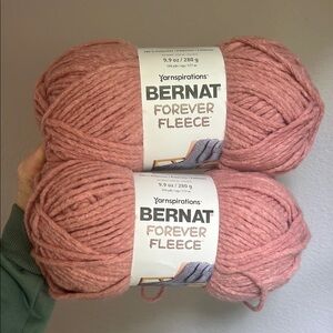 Bernat Forever Fleece Yarn in Rose Hip (2 skein lot)